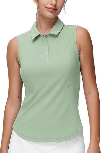 Women's Sleeveless Tennis Polo Shirts Collared Slim Fit Breathable Workout Golf Tank Tops in Saudi Arabia
