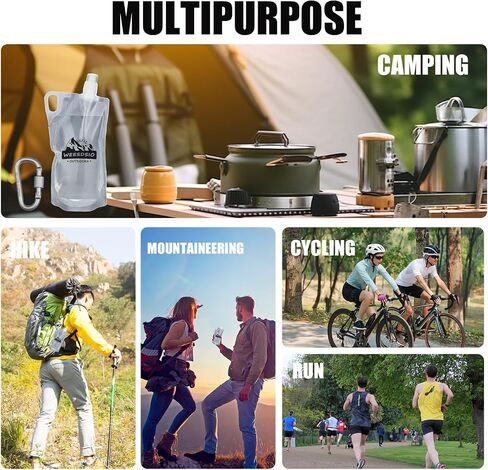 5-Pack 1L Hiking Collapsible Water Bottles with Mountaineering Buckle (Not Suitable for Climbing) BPA-Free Foldable Backpacking Water Bottle for Camping Hiking Running Cycling Mountaineering in Saudi Arabia