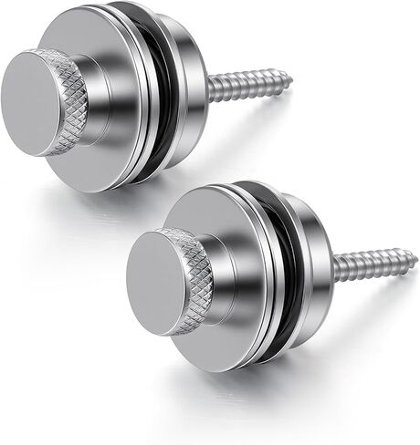 2 Pack Guitar Strap Locks, Electric Guitar Bass Security Straplocks Heavy Duty Security Metal Flat Round Head Design Easy Install Quick Release for Electric Acoustic Guitars Bass (Silver) in Saudi Arabia