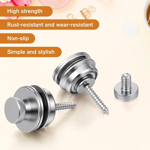 2 Pack Guitar Strap Locks, Electric Guitar Bass Security Straplocks Heavy Duty Security Metal Flat Round Head Design Easy Install Quick Release for Electric Acoustic Guitars Bass (Silver) in Saudi Arabia