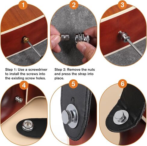 2 Pack Guitar Strap Locks, Electric Guitar Bass Security Straplocks Heavy Duty Security Metal Flat Round Head Design Easy Install Quick Release for Electric Acoustic Guitars Bass (Silver) in Saudi Arabia