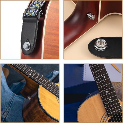 2 Pack Guitar Strap Locks, Electric Guitar Bass Security Straplocks Heavy Duty Security Metal Flat Round Head Design Easy Install Quick Release for Electric Acoustic Guitars Bass (Silver) in Saudi Arabia