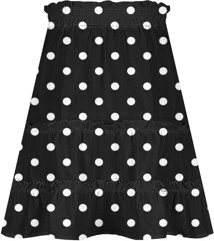 Women’s Polka Dots Mini Layered Skirt Ruffle High Elastic Waist Drawstring Short Flowy Cute Summer Skirts in Saudi Arabia