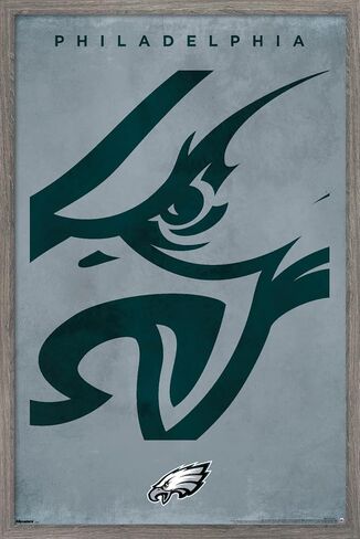 ملصق حائط من Trends International NFL Philadelphia Eagles - شعار 25، مقاس 34 طول × 22.4 عرض، نسخة مؤطرة من خشب البارنوود in Saudi Arabia