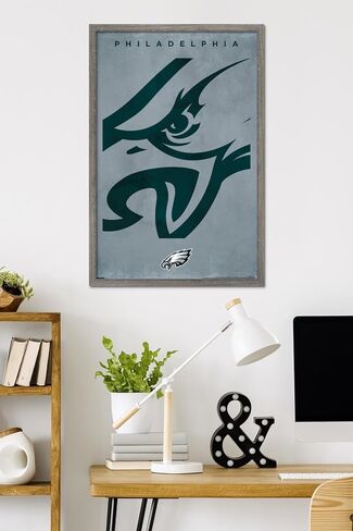 ملصق حائط من Trends International NFL Philadelphia Eagles - شعار 25، مقاس 34 طول × 22.4 عرض، نسخة مؤطرة من خشب البارنوود in Saudi Arabia