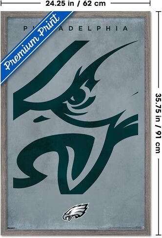 ملصق حائط من Trends International NFL Philadelphia Eagles - شعار 25، مقاس 34 طول × 22.4 عرض، نسخة مؤطرة من خشب البارنوود in Saudi Arabia