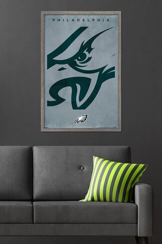 ملصق حائط من Trends International NFL Philadelphia Eagles - شعار 25، مقاس 34 طول × 22.4 عرض، نسخة مؤطرة من خشب البارنوود in Saudi Arabia