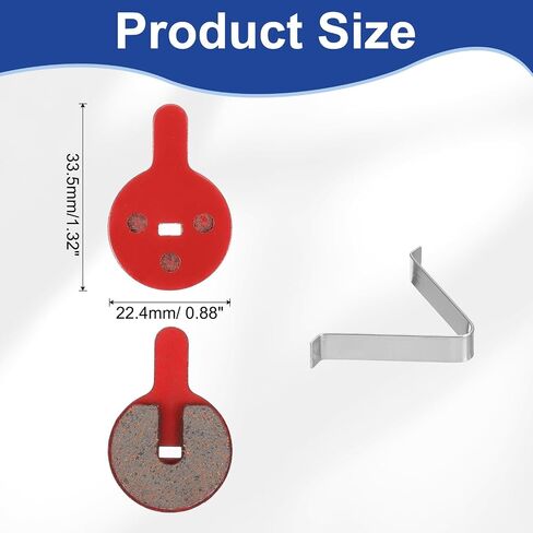 HARFINGTON 4set Disc Brake Pad 0.88" x 1.32" Semi-Metallic Resin Bike Brake Pads with Spring for BB7 M355 M446 M640 Mountain Road Bikes, Red in Saudi Arabia