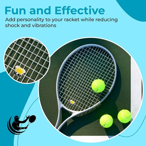 Tennis Racket Dampener - Cute Designs - Vibration & Noise-Reducing Tennis Shock Absorber for Racquets - Secure, Easy-Install Accessories for Players of All Levels in Saudi Arabia
