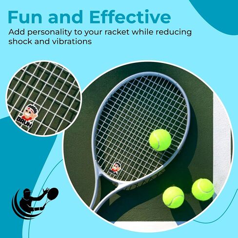 Tennis Racket Dampener - Cute Designs - Vibration & Noise-Reducing Tennis Shock Absorber for Racquets - Secure, Easy-Install Accessories for Players of All Levels in Saudi Arabia
