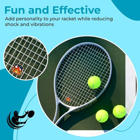 Tennis Racket Dampener - Cute Designs - Vibration & Noise-Reducing Tennis Shock Absorber for Racquets - Secure, Easy-Install Accessories for Players of All Levels in Saudi Arabia