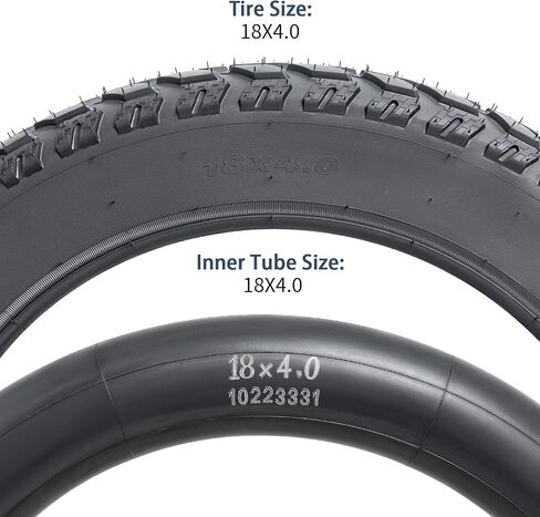 2-PCS Heavy Duty 18" x4.0 Fat E-Bike Tires and 18X4 Heavy Duty Fat Bike Tubes Scharder Valve Compatible with 18 x 4.0 Electric Bike All-Terrain Directional Tread Bicycle Tires and Tubes (Y-1398) in Saudi Arabia