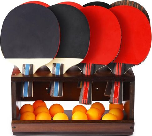 Ping Pong Paddle Holder Wall Mount & Desktop 2-in-1,Table Tennis Racket Display Organizer Holds 8 Rackets, Ping Pong Paddle Storage Rack in Game Room, Man Cave, Office, Home, Black in Kuwait
