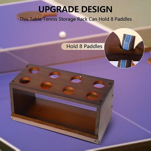 Ping Pong Paddle Holder Wall Mount & Desktop 2-in-1,Table Tennis Racket Display Organizer Holds 8 Rackets, Ping Pong Paddle Storage Rack in Game Room, Man Cave, Office, Home, Black in Kuwait