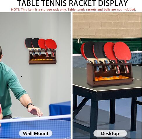 Ping Pong Paddle Holder Wall Mount & Desktop 2-in-1,Table Tennis Racket Display Organizer Holds 8 Rackets, Ping Pong Paddle Storage Rack in Game Room, Man Cave, Office, Home, Black in Kuwait