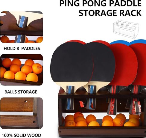 Ping Pong Paddle Holder Wall Mount & Desktop 2-in-1,Table Tennis Racket Display Organizer Holds 8 Rackets, Ping Pong Paddle Storage Rack in Game Room, Man Cave, Office, Home, Black in Kuwait