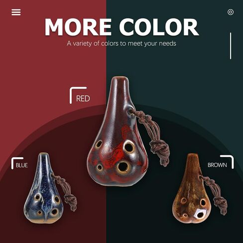 SUPVOX 6-Hole Ceramic Ocarina C Alto Flute: Portable Beginner Music Instrument with Glaze Finish - Random Color in Saudi Arabia