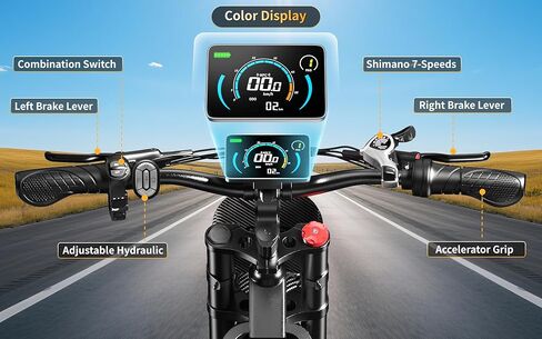 دراجة ترابية كهربائية للبالغين - دراجة نارية جبلية مع بطارية 1536 وات في الساعة 32 أمبير، بحد أقصى 37 ميلاً في الساعة و80 ميلًا، دراجة إلكترونية، محرك بدون فرش بقدرة 3000 وات، إطار سميك 25 بوصة ونظام تعليق شوكة أمامي، برتقالي in Kuwait