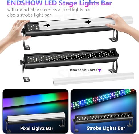 شريط أضواء LED للمسرح بكسل، 40 وات 108 LED RGB+W DMX شريط أضواء مع غطاء قابل للفصل 2 في 1 بكسل وتأثيرات إضاءة ستروب عن طريق جهاز التحكم عن بعد DMX512 صوت مفعل لنادي DJ لحفلات الزفاف in Kuwait