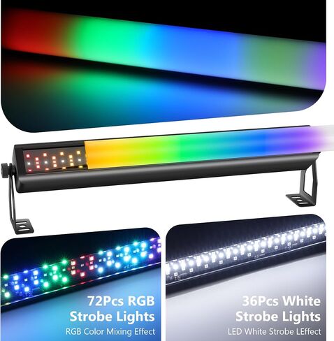 شريط أضواء LED للمسرح بكسل، 40 وات 108 LED RGB+W DMX شريط أضواء مع غطاء قابل للفصل 2 في 1 بكسل وتأثيرات إضاءة ستروب عن طريق جهاز التحكم عن بعد DMX512 صوت مفعل لنادي DJ لحفلات الزفاف in Kuwait