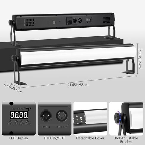 شريط أضواء LED للمسرح بكسل، 40 وات 108 LED RGB+W DMX شريط أضواء مع غطاء قابل للفصل 2 في 1 بكسل وتأثيرات إضاءة ستروب عن طريق جهاز التحكم عن بعد DMX512 صوت مفعل لنادي DJ لحفلات الزفاف in Kuwait