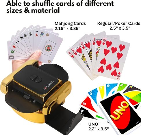 Automatic Card Shuffler for 1-2 Decks, Dual Mode Card Shuffler with Auto-Stop Function, USB-C Rechargeable Battery, suitable for UNO, Skip-Bo, Poker, Blackjack, Texas Hold’em in Saudi Arabia
