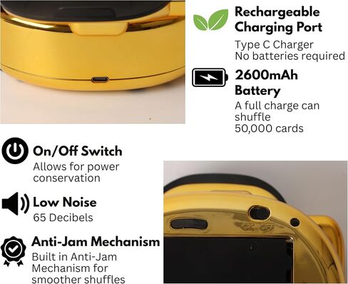 Automatic Card Shuffler for 1-2 Decks, Dual Mode Card Shuffler with Auto-Stop Function, USB-C Rechargeable Battery, suitable for UNO, Skip-Bo, Poker, Blackjack, Texas Hold’em in Saudi Arabia
