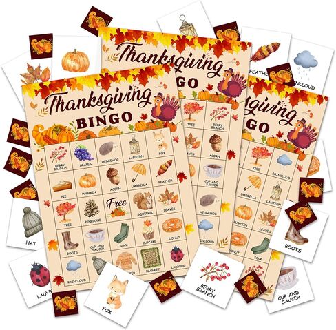 Thanksgiving Bingo Games Cards, Fall Festival Games for 24 Players, Thanksgiving Pumpkin Party Bingo for Adults Large Group, Family Activities Holiday Favors Supplies -01 in Saudi Arabia