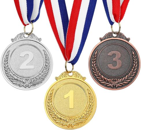 3Pcs Gold Silver Bronze Medals Winner Award Medals with Ribbon Gold Silver Bronze Prizes for Kids School Sports Meeting Sports Events Competitions Party Decorations in Saudi Arabia