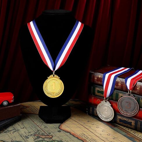3Pcs Gold Silver Bronze Medals Winner Award Medals with Ribbon Gold Silver Bronze Prizes for Kids School Sports Meeting Sports Events Competitions Party Decorations in Saudi Arabia