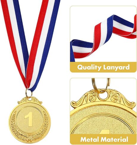 3Pcs Gold Silver Bronze Medals Winner Award Medals with Ribbon Gold Silver Bronze Prizes for Kids School Sports Meeting Sports Events Competitions Party Decorations in Saudi Arabia