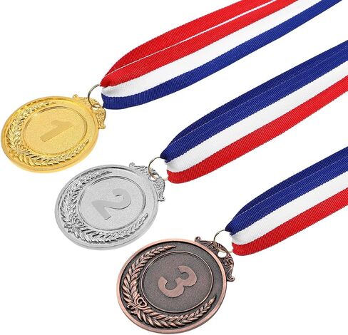 3Pcs Gold Silver Bronze Medals Winner Award Medals with Ribbon Gold Silver Bronze Prizes for Kids School Sports Meeting Sports Events Competitions Party Decorations in Saudi Arabia