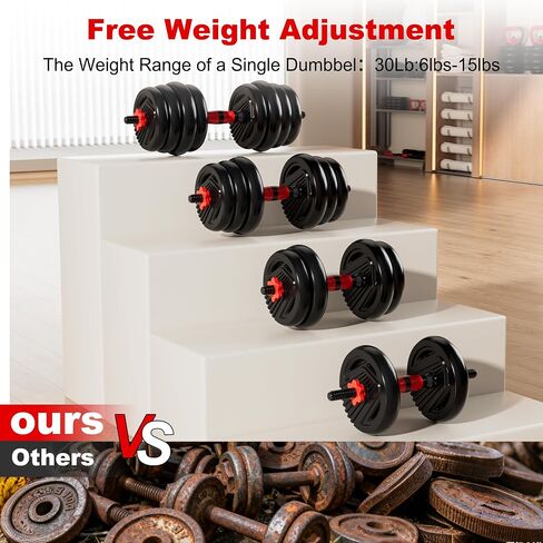 Adjustable Dumbbell Set, 10/20/30/45/70/90lbs Free Weight Set with Connector, 4 in1 Dumbbells Set Used as Barbell, Kettlebells, Push up Stand, Fitness Exercises for Home Gym Suitable Men/Women in Saudi Arabia