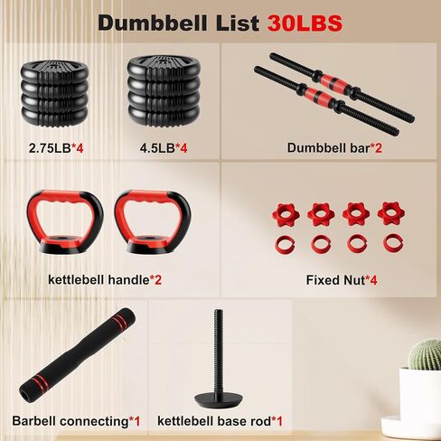 Adjustable Dumbbell Set, 10/20/30/45/70/90lbs Free Weight Set with Connector, 4 in1 Dumbbells Set Used as Barbell, Kettlebells, Push up Stand, Fitness Exercises for Home Gym Suitable Men/Women in Saudi Arabia