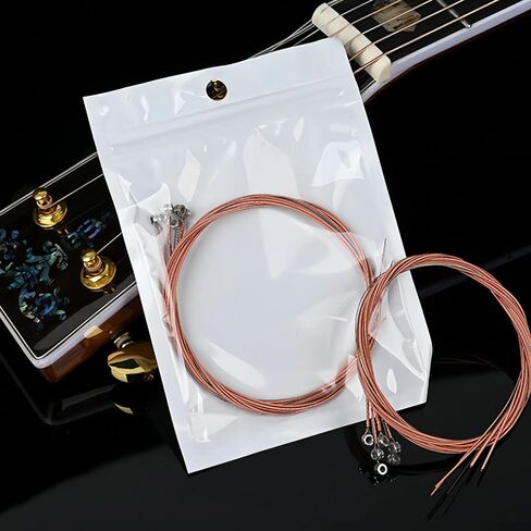 6-String Acoustic Guitar Strings Set - Red Copper Alloy Winding with Steel Core for Warm Resonance & Smooth Playability in Saudi Arabia