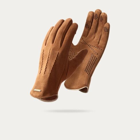 Black Winter Warm Suede Fabric Gloves for Women Men Windproof Thermal Touchscreen Fingers for Cycling Outdoor Work in Saudi Arabia