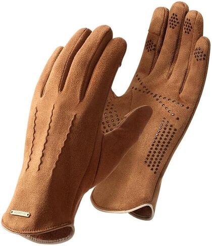 Black Winter Warm Suede Fabric Gloves for Women Men Windproof Thermal Touchscreen Fingers for Cycling Outdoor Work in Saudi Arabia