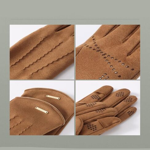 Black Winter Warm Suede Fabric Gloves for Women Men Windproof Thermal Touchscreen Fingers for Cycling Outdoor Work in Saudi Arabia