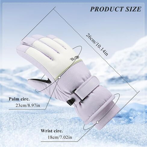 Andiker Ski Gloves for Women, Warm Waterproof Gloves with Thick Plush Lining Winter Gloves for Women Skiing Hiking Cycling in Saudi Arabia
