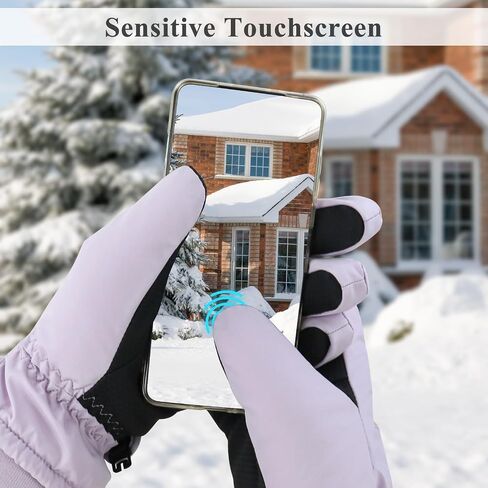 Andiker Ski Gloves for Women, Warm Waterproof Gloves with Thick Plush Lining Winter Gloves for Women Skiing Hiking Cycling in Saudi Arabia