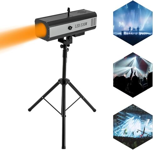 LED Spotlight Stage Light with Tripod Bracket, 330W LED Follow Spot Light Manual Control Spotlight Stage Lighting, Muti-Color DJ LED Lighting, Adjustable Aperture DJ Wash Light for Party Show in Saudi Arabia