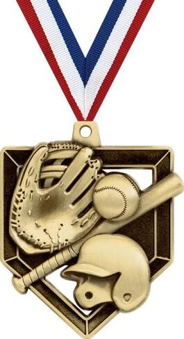 10 Pack Baseball Medals with Red White and Blue Neck Ribbons – 2" Gold Sports Award Medals for Kids, Teams, Little League, School Awards, Baseball Tournaments in Saudi Arabia