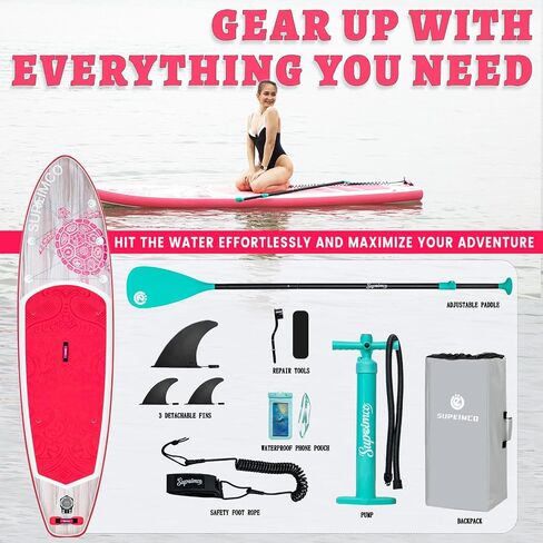 Inflatable Stand Up Paddle Board - Upgraded Glue-Free Hot Melt Technology, Long Service Life, 10'6", Anti-Slip EVA Deck, Full SUP Accessories, Included for Adults Youth All Skill Levels in Saudi Arabia