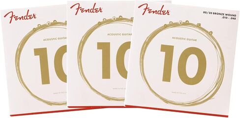 Fender 80/20 Bronze Acoustic Strings, Ball End, 70XL .010-.048 Gauges, 3-Pack in Saudi Arabia