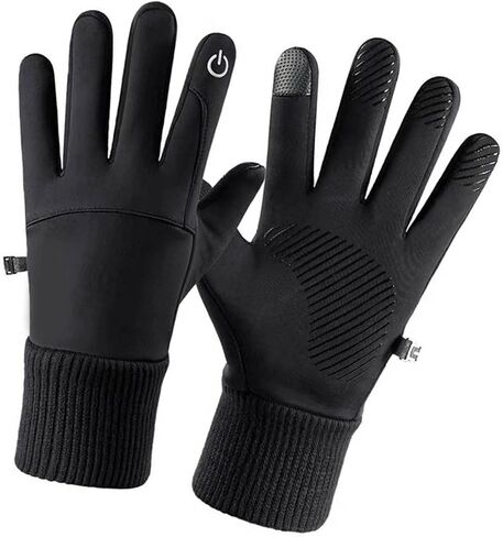Windproof Waterproof Cycling Gloves, Cold Resistant Full Finger Thermal Gloves, Touchscreen Outdoor Sports and Motorcycle Gloves, Black in Saudi Arabia