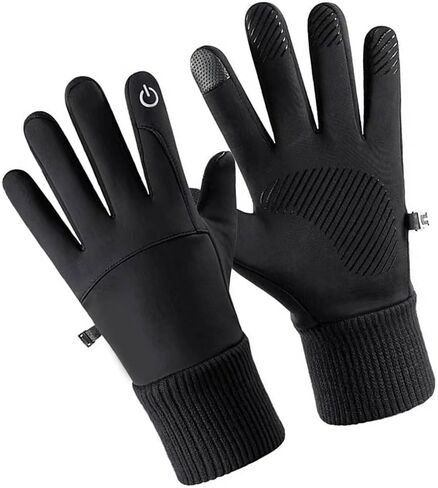 Windproof Waterproof Cycling Gloves, Cold Resistant Full Finger Thermal Gloves, Touchscreen Outdoor Sports and Motorcycle Gloves, Black in Saudi Arabia