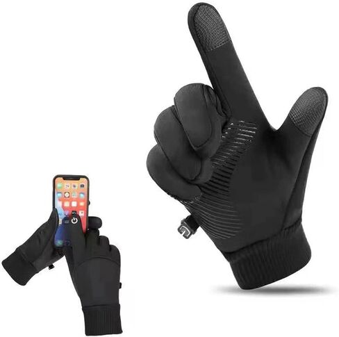 Windproof Waterproof Cycling Gloves, Cold Resistant Full Finger Thermal Gloves, Touchscreen Outdoor Sports and Motorcycle Gloves, Black in Saudi Arabia