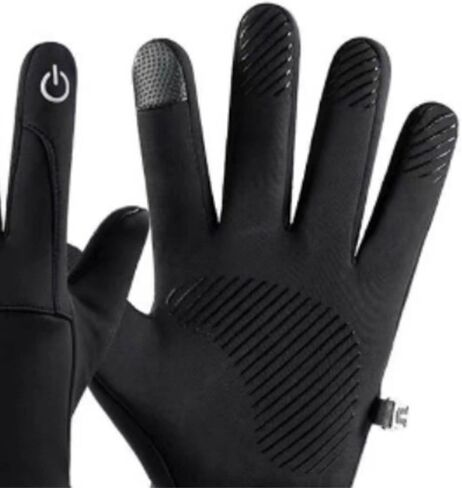 Windproof Waterproof Cycling Gloves, Cold Resistant Full Finger Thermal Gloves, Touchscreen Outdoor Sports and Motorcycle Gloves, Black in Saudi Arabia