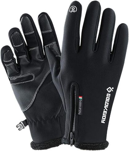 Cycling Gloves Touching Screen Gloves Waterproof Warm Gloves Cycling Running Climbing Winter Outdoor Sports Men and Women Size XXL (Black) in Saudi Arabia