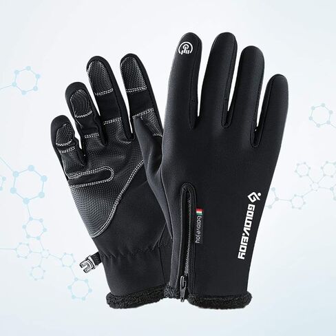 Cycling Gloves Touching Screen Gloves Waterproof Warm Gloves Cycling Running Climbing Winter Outdoor Sports Men and Women Size XXL (Black) in Saudi Arabia